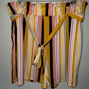 LuLaRoe Ella Paper Bag Shorts - Multicolor Stripes - Size 3XL